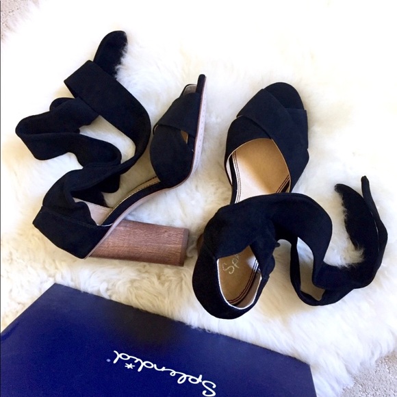 Splendid Shoes - Splendid Johnson Block Heel Black Suede Sandals
